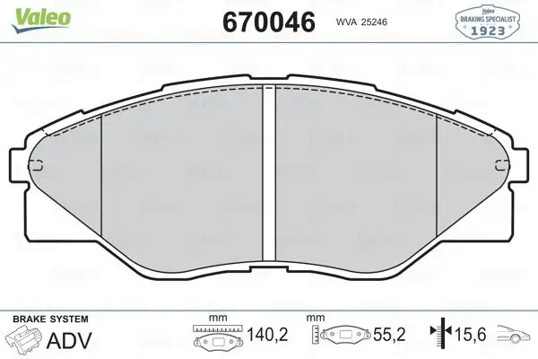 VALEO 670046 Ön Fren Balatası 44650K290 resmi