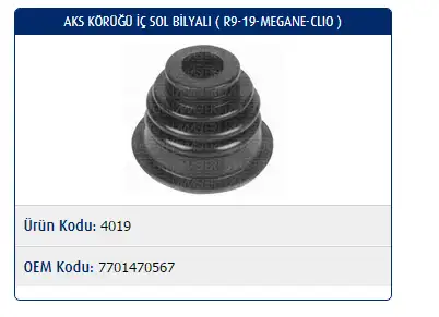MASTER M4019 İç Aks Körüğü (Sol) 7701470567 resmi