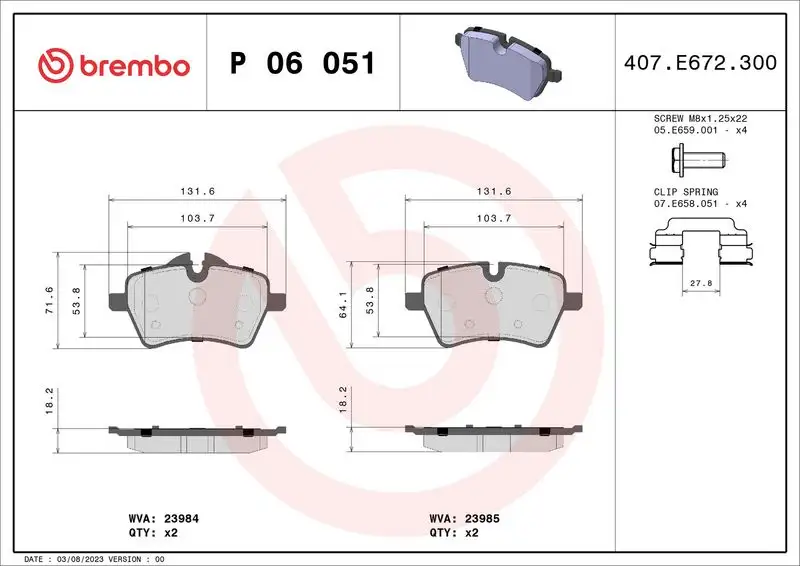 BREMBO P06051 Ön Fren Balatası 34112289147 resmi