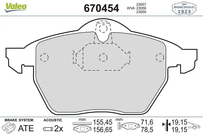 VALEO 670454 Ön Fren Balatası resmi