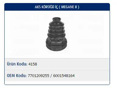 MASTER M4158 İç Aks Körüğü 7701209255 resmi