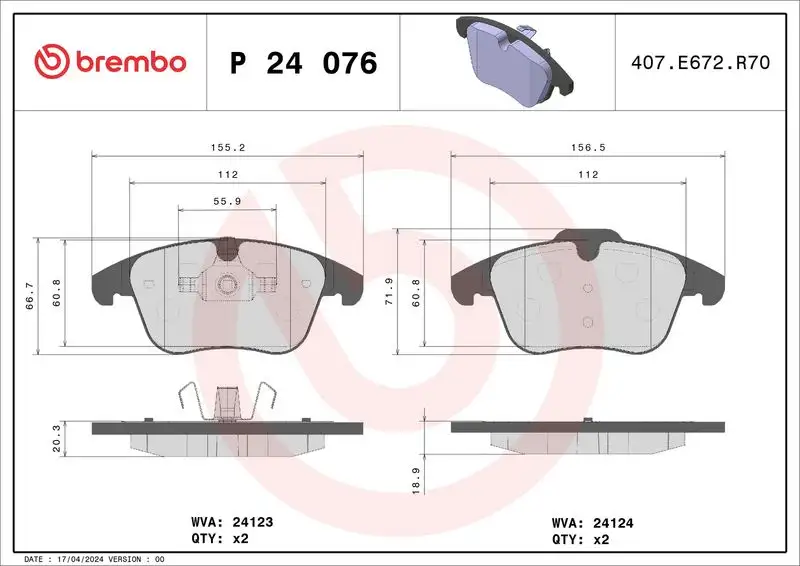 BREMBO P24076 Ön Fren Balatası resmi