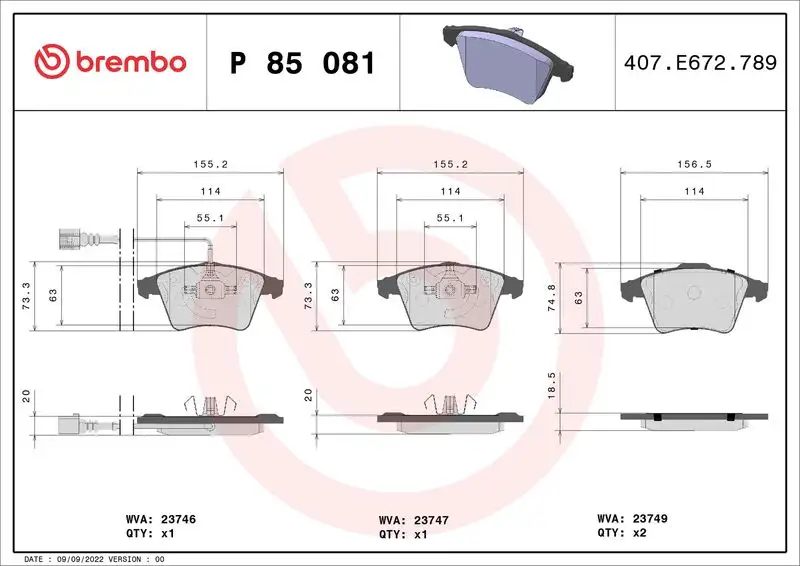 BREMBO P85081 Ön Fren Balatası resmi