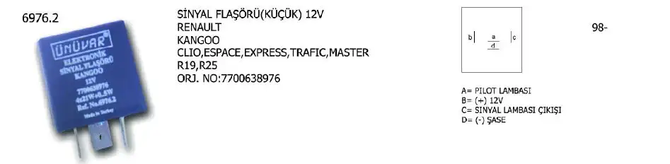 ÜNÜVAR 6976-2 Sinyal Flaşörü resmi