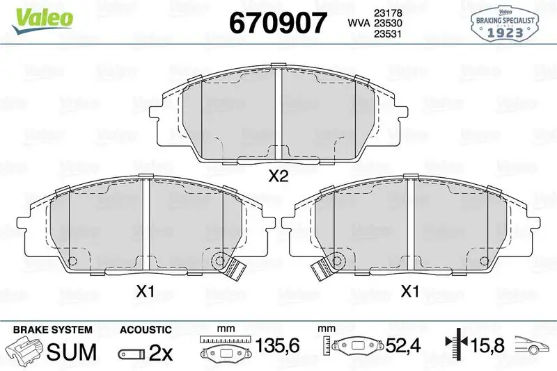 VALEO 670907 Ön Fren Balatası resmi