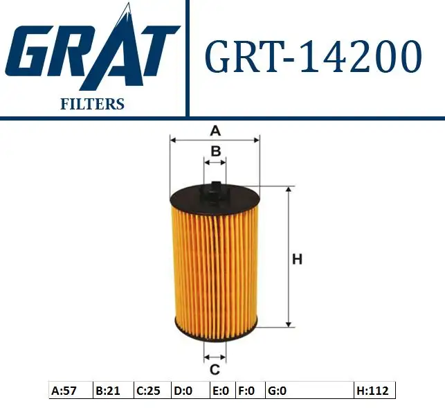 GRAT 14200 Yağ Filtresi 5650359 resmi