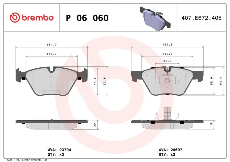 BREMBO P06060 Ön Fren Balatası resmi
