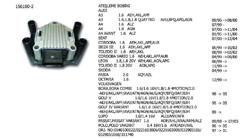 ÜNÜVAR 156100-2 Bobin resmi