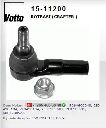 VOTTO 15-11200 Rot Başı 2E0498104A resmi