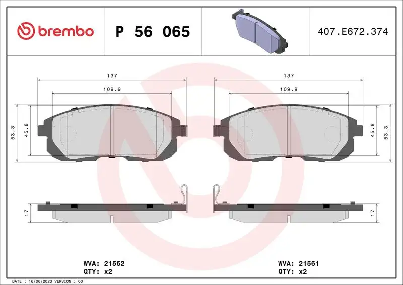 BREMBO P56065 Ön Fren Balatası resmi