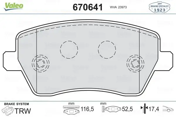 VALEO 670641 Ön Fren Balatası resmi