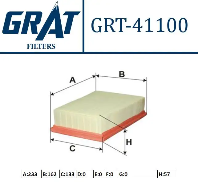 GRAT 41100 Hava Filtresi 165466131R resmi