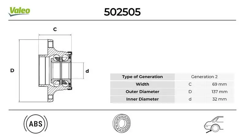 VALEO 502505 Arka Aks Rulmanı resmi