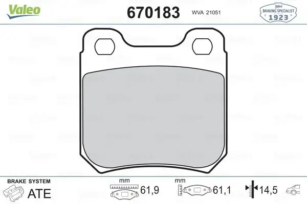 VALEO 670183 Arka Fren Balatası resmi