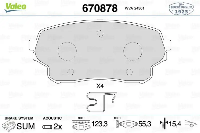 VALEO 670878 Ön Fren Balatası resmi