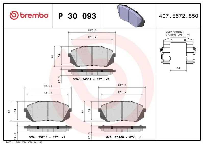 BREMBO P30093 Ön Fren Balatası resmi
