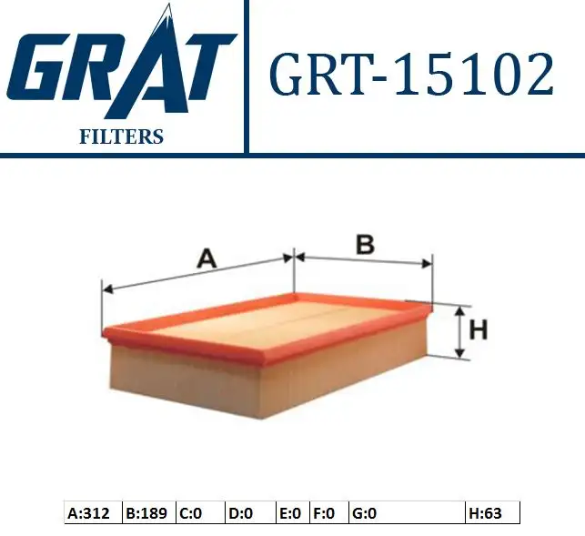 GRAT 15102 Hava Filtresi 7H0129620 resmi