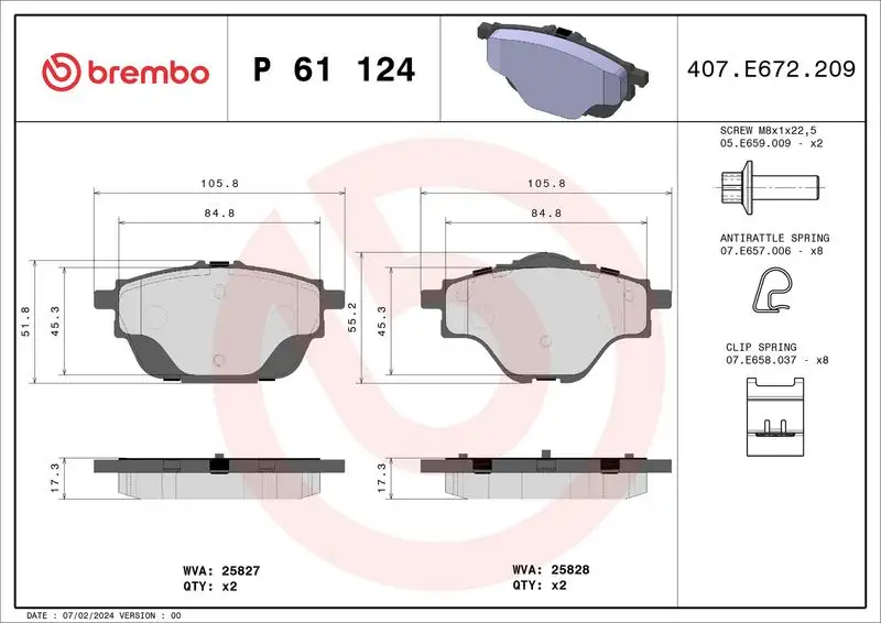 BREMBO P61124 Arka Fren Balatası resmi
