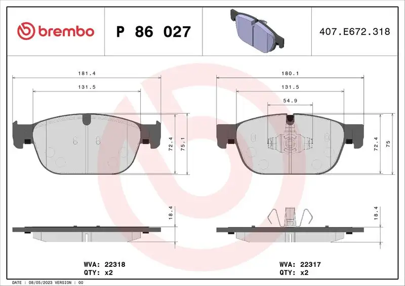 BREMBO P86027 Ön Fren Balatası resmi