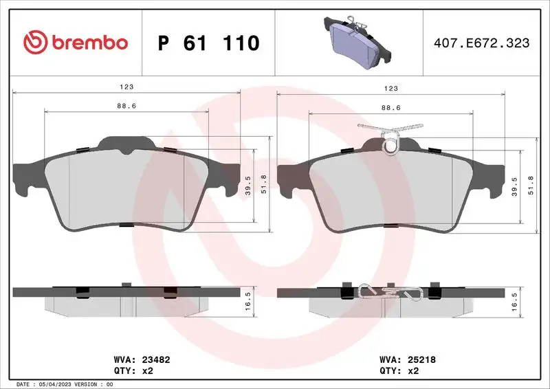 BREMBO P61110 Arka Fren Balatası resmi