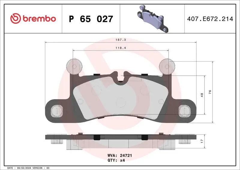 BREMBO P65027 Arka Fren Balatası resmi