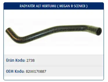 MASTER M2738 Radyatör Alt Hortumu 8200170887 resmi