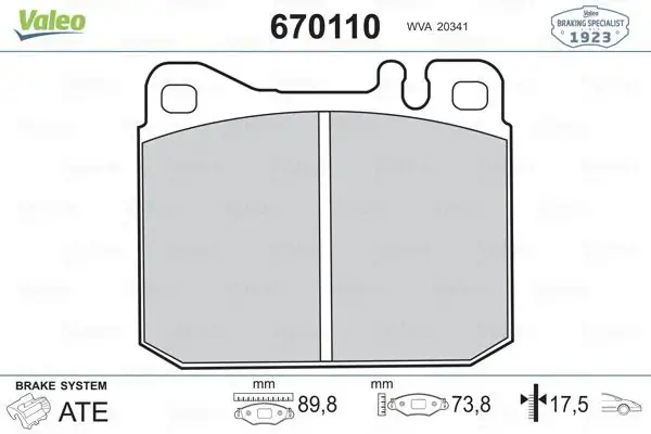 VALEO 670110 Ön Fren Balatası resmi