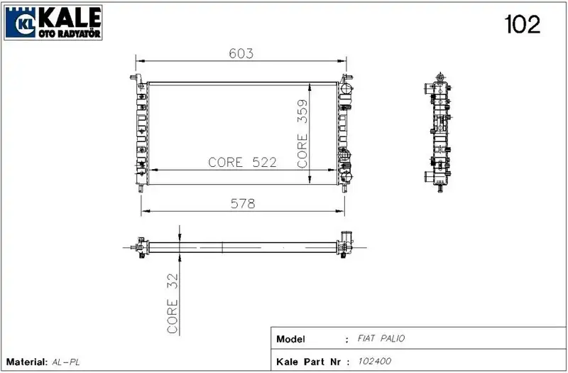 KALE 0126222AL Radyatör resmi