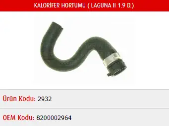 MASTER M2932 Kalorifer Hortumu 8200002964 resmi
