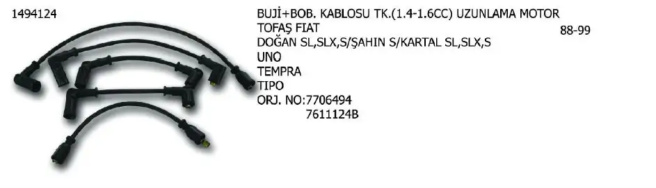 ÜNÜVAR 1494124 Buji Kablosu 7706494 resmi