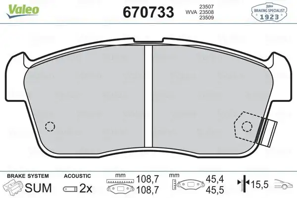 VALEO 670733 Ön Fren Balatası resmi
