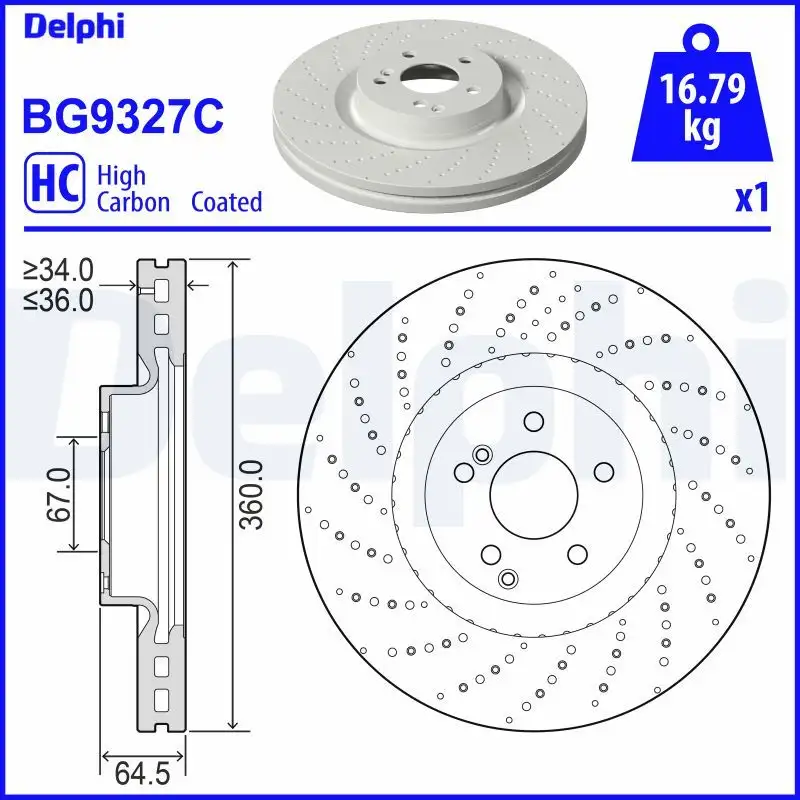 DELPHI BG9327C Ön Fren Diski A2044211212 resmi