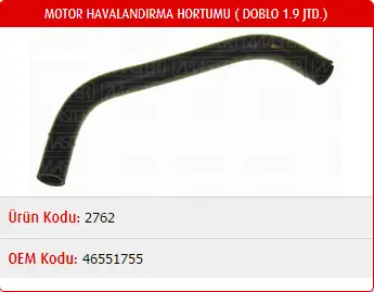 MASTER M2762 Motor Havalandırma Hortumu 46551755 resmi