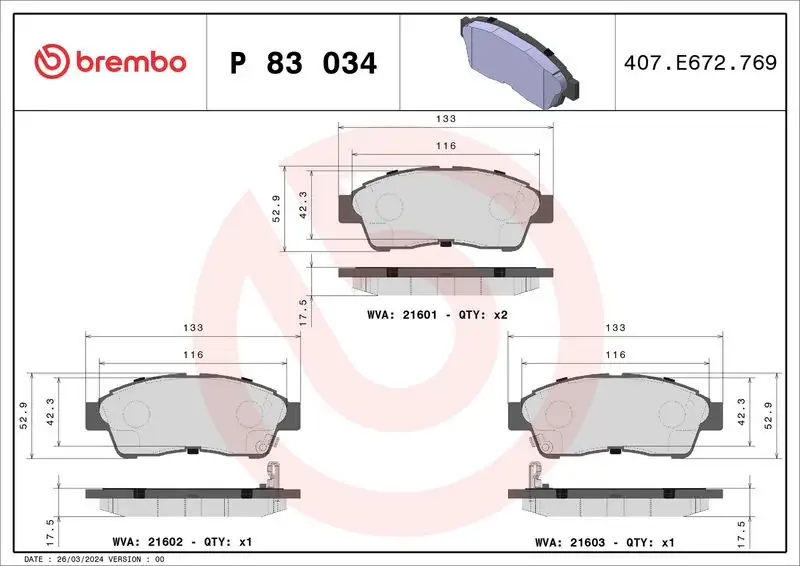 BREMBO P83034 Ön Fren Balatası resmi