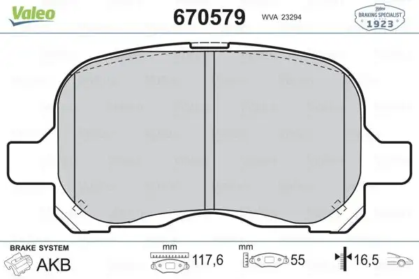 VALEO 670579 Ön Fren Balatası resmi