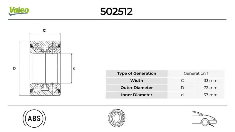 VALEO 502512 Ön Aks Rulmanı 335086 resmi