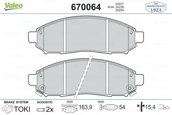 VALEO 670064 Ön Fren Balatası resmi