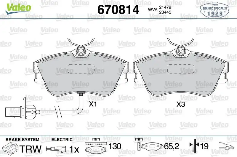VALEO 670814 Ön Fren Balatası 7D0698151G resmi