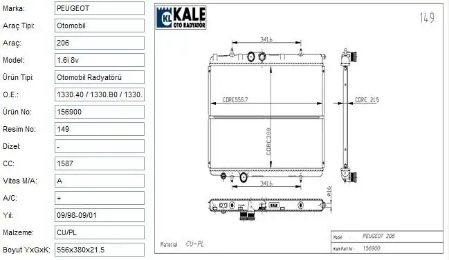 KALE 2011121PA Radyatör resmi