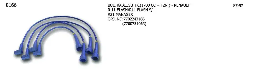 ÜNÜVAR 0166 Buji Kablosu 7702247166 resmi
