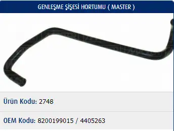 MASTER M2748 Yedek Su Deposu Hortumu 8200199015 resmi