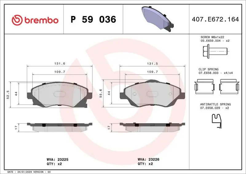 BREMBO P59036 Ön Fren Balatası resmi