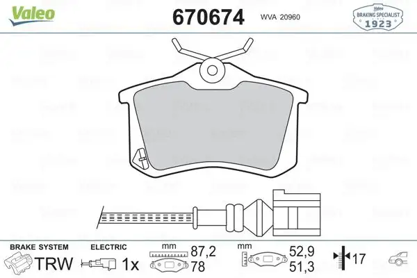 VALEO 670674 Arka Fren Balatası resmi
