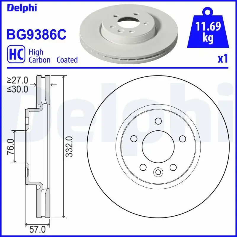 DELPHI BG9386C Ön Fren Diski 2H6615301 resmi