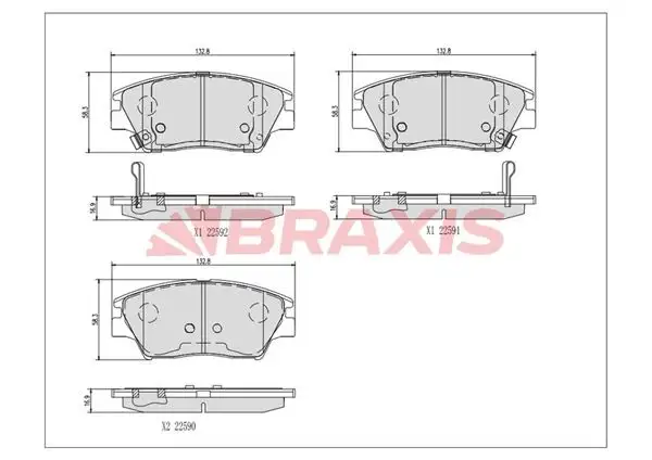 BRAXIS AA0723 Ön Fren Balatası 48130350B0 resmi