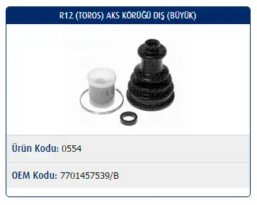 MASTER M0554 Dış Aks Körüğü 7701457539 resmi