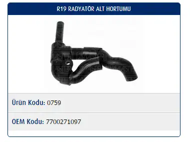 MASTER M0759 Radyatör Alt Hortumu 7700271097 resmi