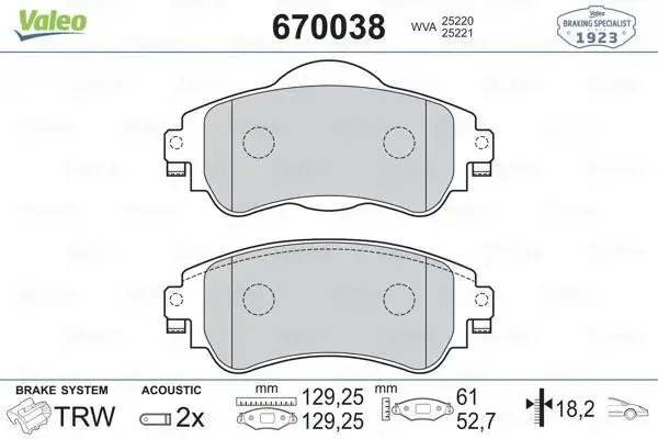 VALEO 670038 Ön Fren Balatası 1617273280 resmi