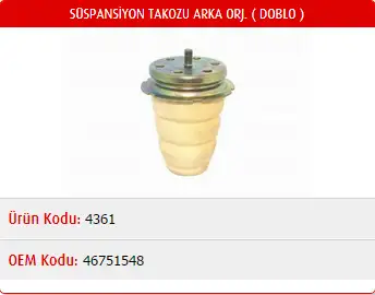 MASTER M4361 Arka Süspansiyon Takozu 46751548 resmi