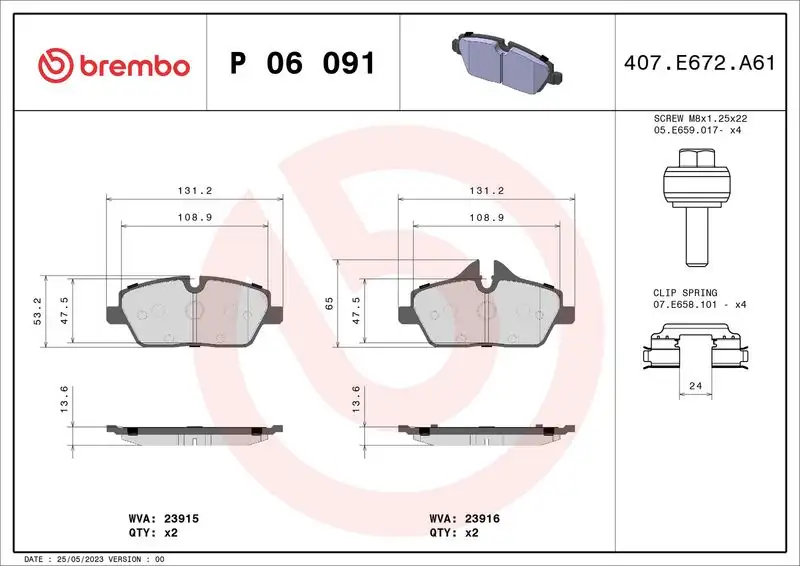 BREMBO P06091 Ön Fren Balatası 34116862309 resmi